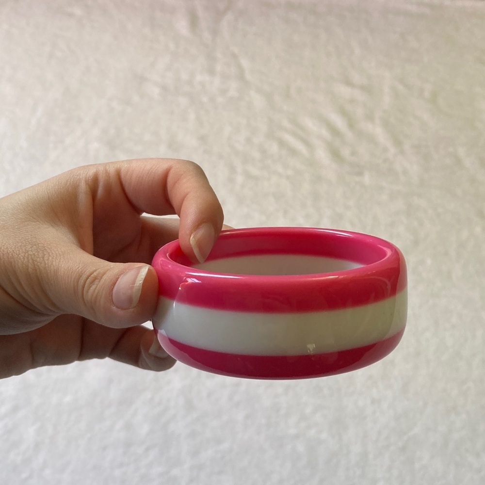 Pink and White Bangle Bracelet